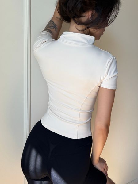 Спортивна еластична футболка на блискавці - ivory YY08RS фото